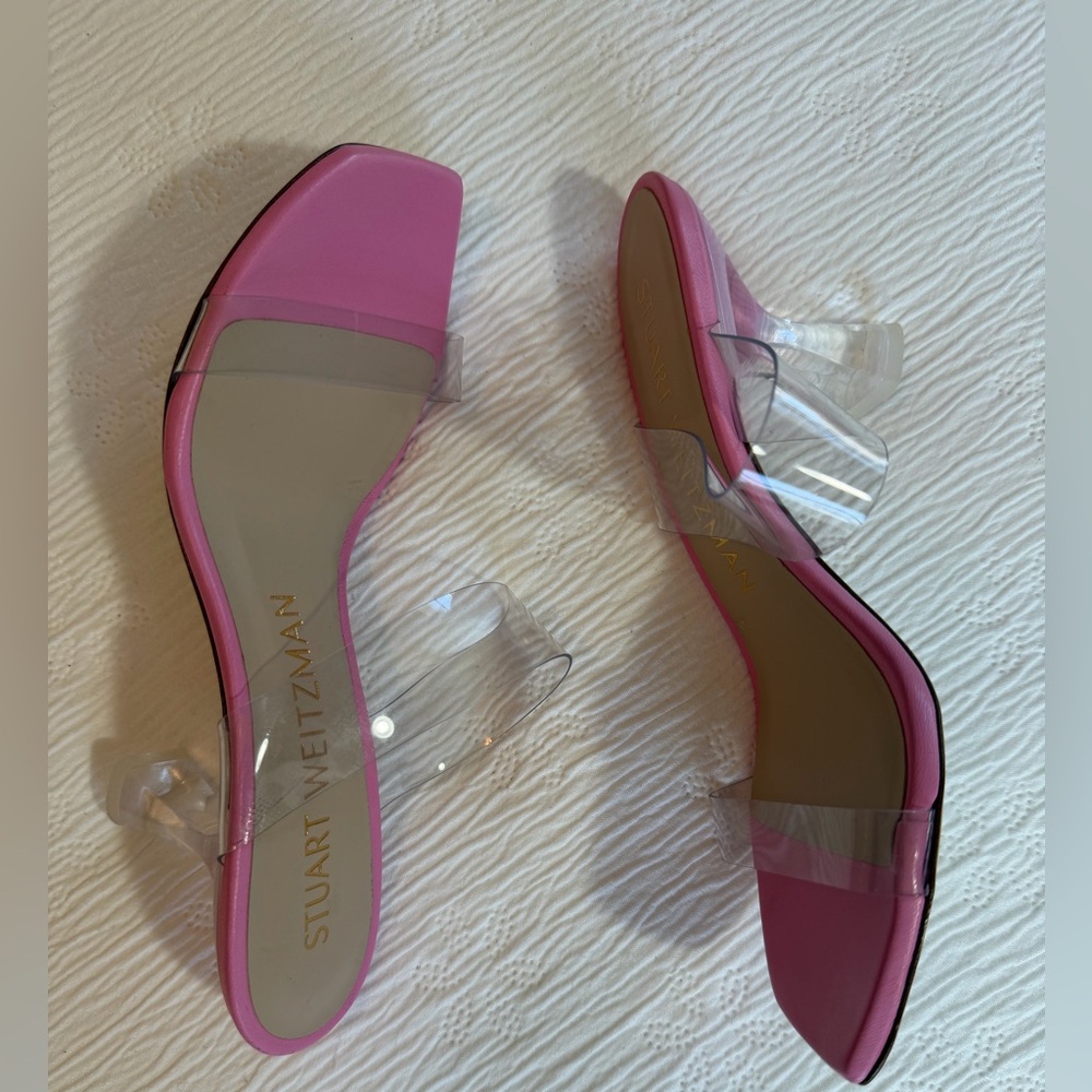 Stuart Weitzman Heels Shoes Sandals pink clear size 7.5 - Picture 12 of 12